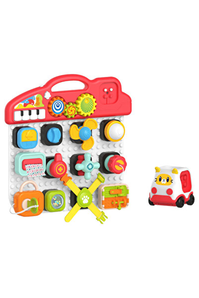 huanger Tablă interactivă cu sunete, mașinuță de jucărie și 13 cuburi senzoriale, 18 luni+