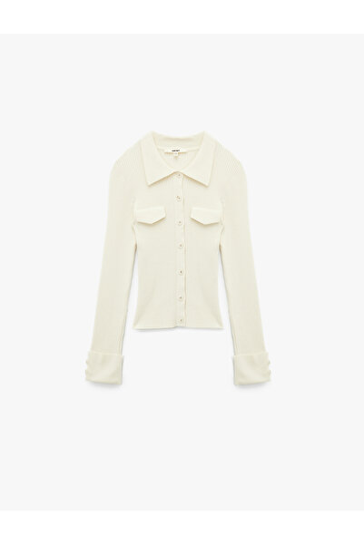 Koton Polo Neck Viscose Blend Pocketed Long Sleeve Knit Sweater