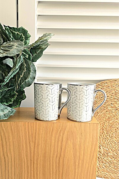 GULHANILE Platinum Porcelain Mug with Box of 2