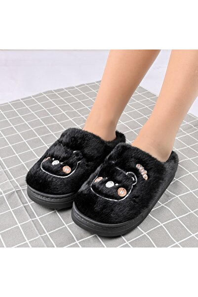 Tmall Women's fluffy slippers,with Teddy Bear,With Furry,TM1PD1067,Black