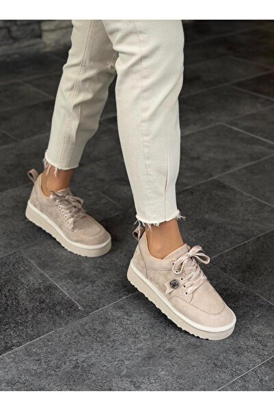 MİSS PARK MODA Suede Lace-Up Women's Casual Shoes