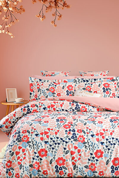İQON Fitted Sheet Bedding Set Double Size Petunia Salmon