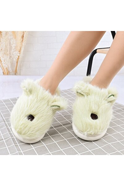 Tmall Women's fluffy slippers,With Rabbit I,With Fur,TM1PD1069,Green