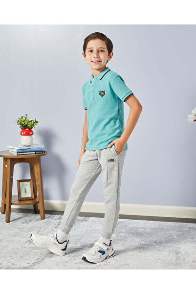 REDTAG Boys Grey Ottoman Track Pants