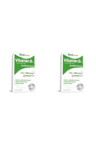 Wellcare Vitamin B12 1000 mcg Sprey 5 ml 2 Adet