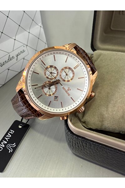 Raymond Crocodile Pattern Functional Leather Men's Wristwatch