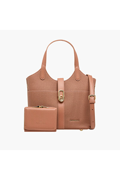 Chrisbella حقيبة توت منقوشة مع محفظة وحزام قابل للفصل