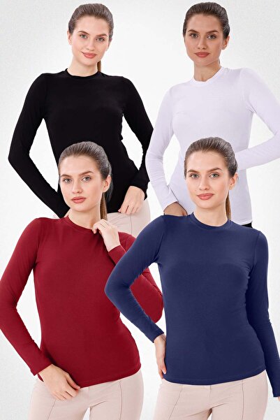 Yade Fashion Uzun Kol Bisiklet Yaka Body 4'lü Set