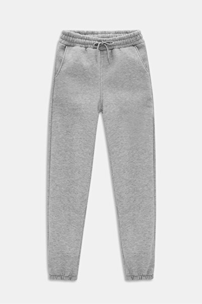 Saade Γκρι γυναικείο παντελόνι τζόγκερ με ελαστική μέση και πόδια - 3 κλωστές