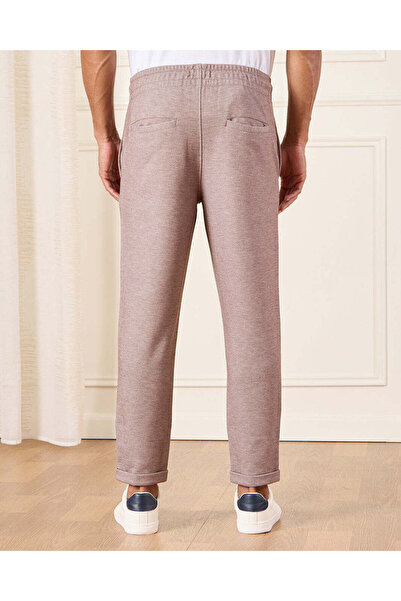 REDTAG Men Beige Smart Knitted Track Pants