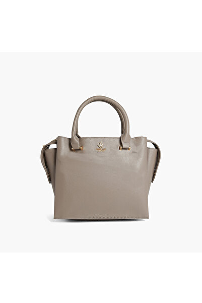 Beverly Hills Polo Club Solid Tote Bag with Double Handle and Zip Closure