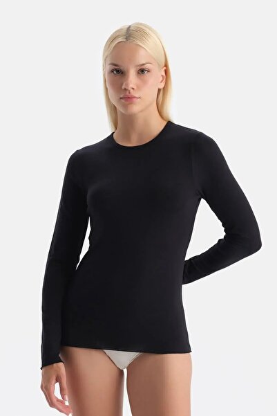 Dagi Black Modal Cashmere Crew Neck Long Sleeve Top