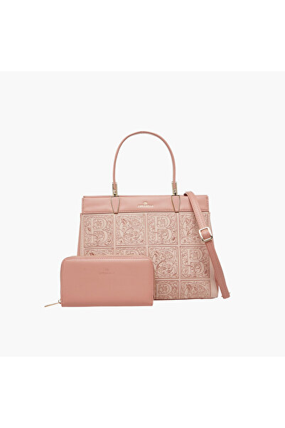 Chrisbella حقيبة توت منقوشة بأحرف أولى مع محفظة