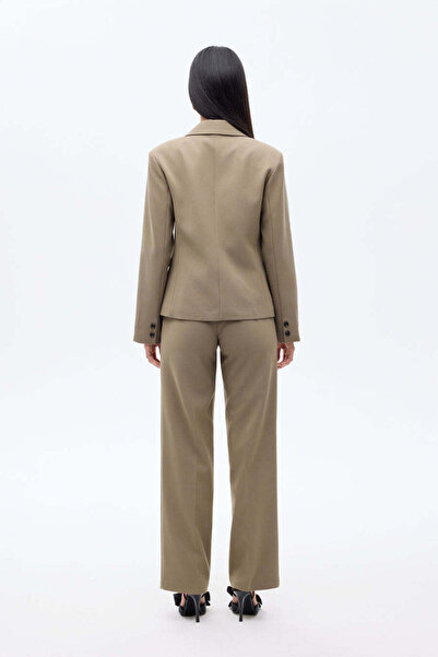 Quzu Double Button Stitching Detail Blazer Jacket