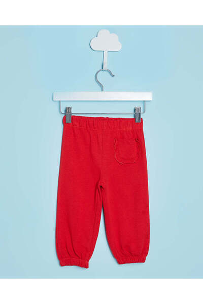 REDTAG Infant Girls Red Solid Active Pants With Pocket