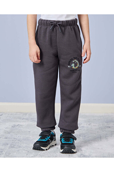 REDTAG Boys Charcoal Embroidered Track Pants