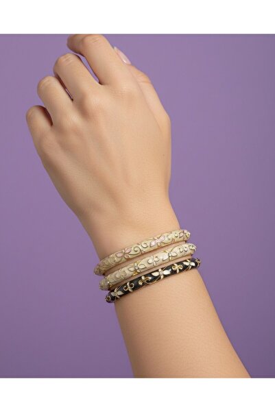 ACQUA BELLA Colorful Enamel Bracelet – Flower Pattern Handcuffs, Adjustable and Comfortable to Wear