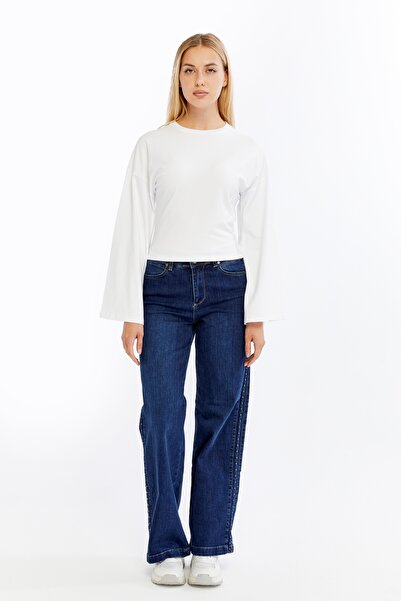 Maison La Femme Women Long Sleeve T-Shirt Round Neck Fit Batwing Sleeve Blouse