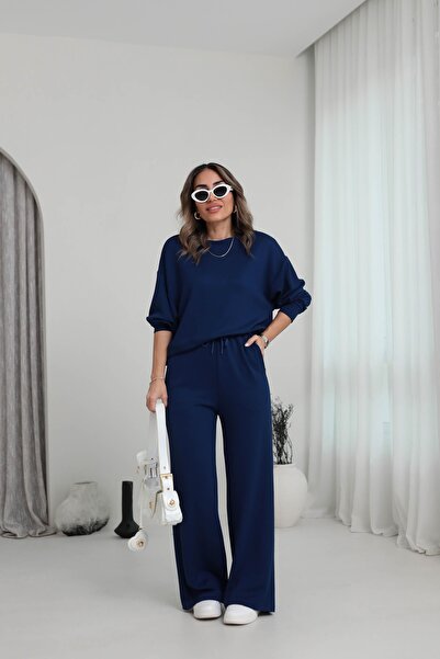 YAKAMEL Women's 2-Ply Modal Long Sleeve Loose-Leg Tracksuit Set