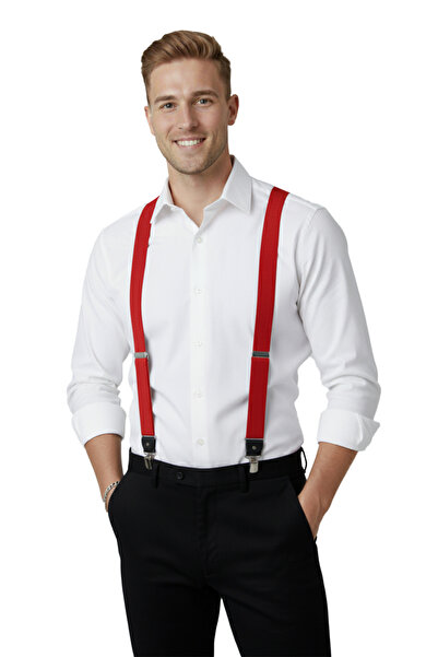 DeepSEA Unisex Red Leather Stretchable Elastic Adjustable Metal Clip Trouser Hanger 2602025