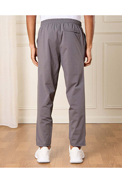 REDTAG Men Charcoal Plain Track Pants