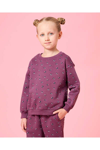 REDTAG طقم كاجوال مطبوع بالكامل باللون العنابي للبنات (قطعتين)