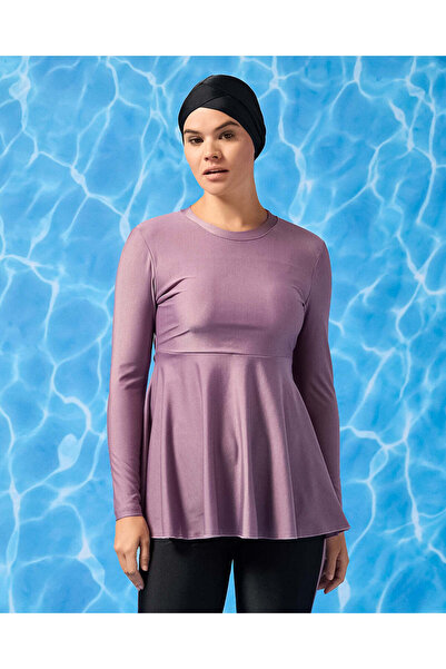 REDTAG Women Lilac And Black Front Knot Burkini Swim Suit (2 Piece)