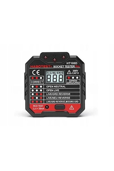 Habotest HT106D Digital Socket Tester with LCD Display, Black