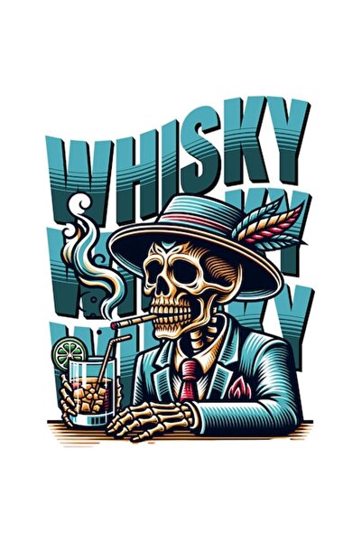 OEM Autocolant din vinil PVC — Craniu uman (schelete la masă) în costum în st...