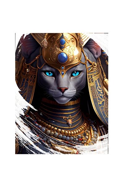 OEM Autocolant pisică faraon, auriu, ochi albaștri, coliere aurii, desene ani...