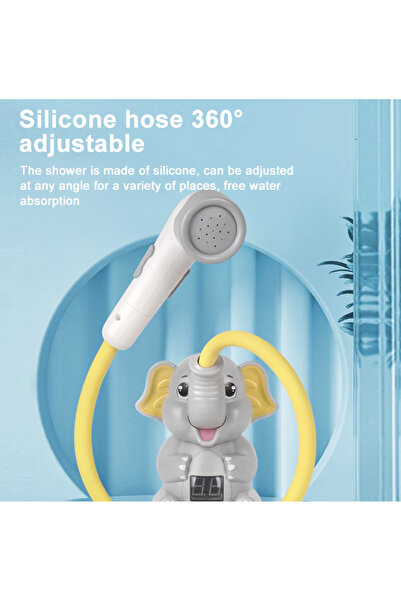 Krista Elephant Bath Toy with Shower and Thermometer for Baby, gray