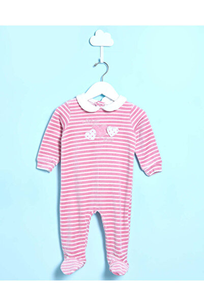 REDTAG بدلة نوم مخملية مخططة باللون الوردي الفاتح