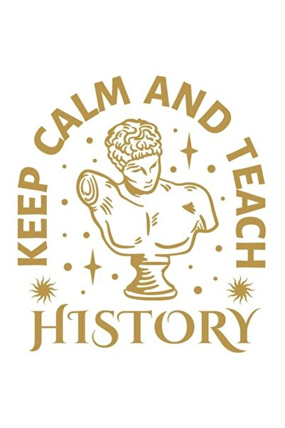 OEM Autocolant „Keep Calm and Teach History” cu margini albe, vinil PVC 15 cm