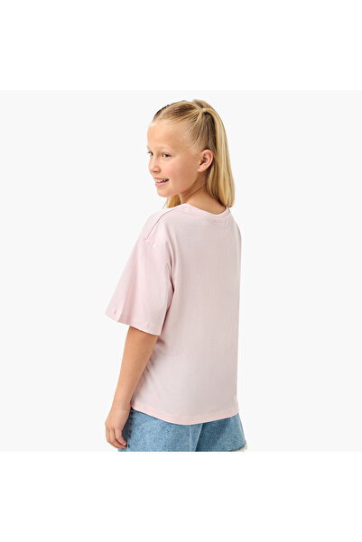 mattel Barbie Print T-shirt with Crew Neck and Short Sleeves