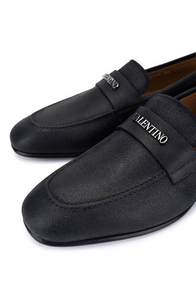 Valentino Men's Genuine Leather Black Loafer Shoes