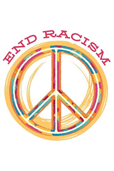 OEM Autocolant simbol al păcii - multicolor, text roz „End Racism”, vinil PVC...