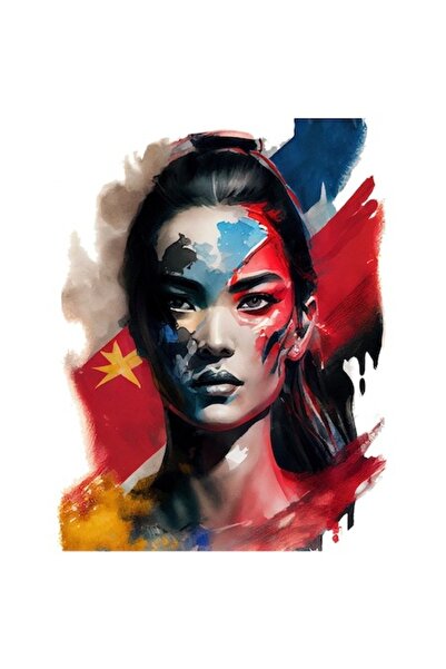 OEM Autocolant — Față brunetă pictată, steaguri SUA și China, vinil PVC multi...