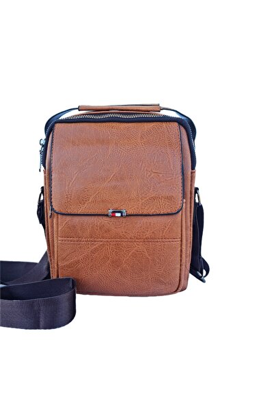 OEM - Men's shoulder bag, adjustable strap, brown, 20x25x10cm