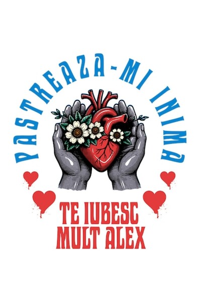 OEM Autocolant din vinil PVC - Inimă cu flori albe în mâini, text „Păstrează-...