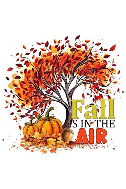 OEM Autocolant copac de toamnă cu „Toamna este în aer”, ghindă și dovleci, bo...