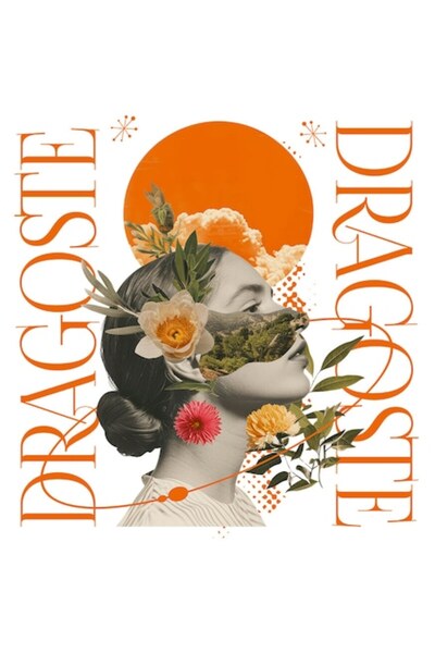 OEM Autocolant - Față feminină abstractă, soare din natură, text de dragoste,...