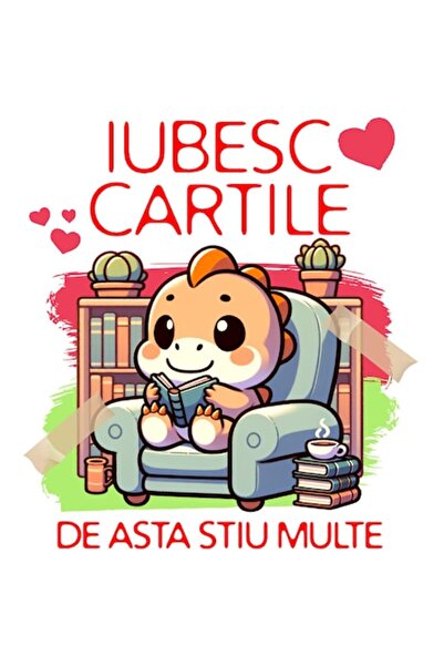 OEM Autocolant cu un dinozaur iubitor de cărți pe un fotoliu în bibliotecă, t...