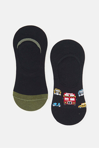 REDTAG جوارب سوداء مطبوع بطول غير مرئي للأولاد الكبار (زوجان)