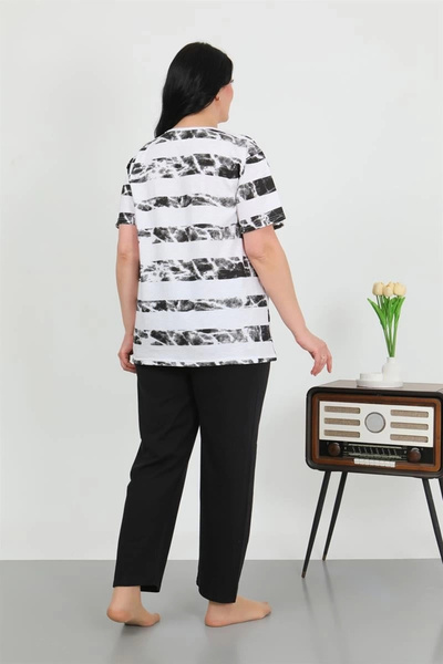 alfa expres Clothing Women's Plus Size Short Sleeve Combed Cotton Pajama Set White