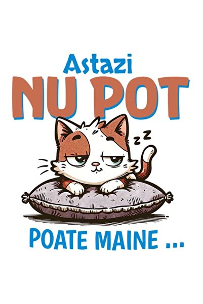 OEM Αστείο αυτοκόλλητο γάτας σε αφράτο μαξιλάρι - «Σήμερα δεν μπορώ, ίσως αύρ...