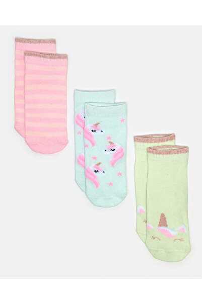 REDTAG مجموعة جوارب جاكار متنوعة للبنات بطول الكاحل (3 أزواج)