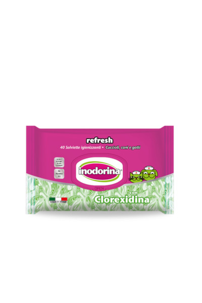 Inodorina Șervețele umede Refresh cu clorhexidină pentru animale, 40 buc.