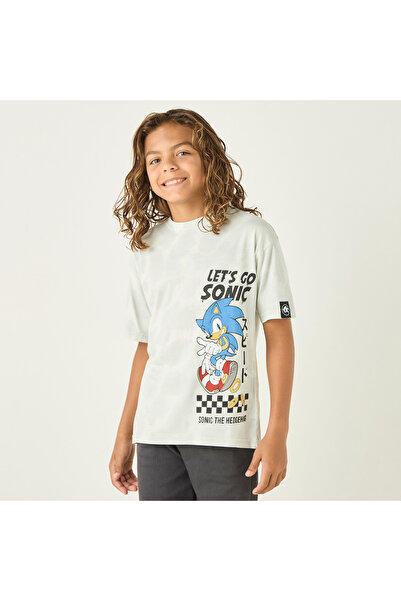 CPLG تي شيرت بطبعة سونيك القنفذ، برقبة دائرية وأكمام قصيرة