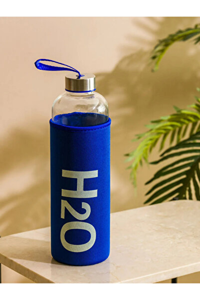 Tohana H2O Glass Flask with Case 600 ml Navy Blue