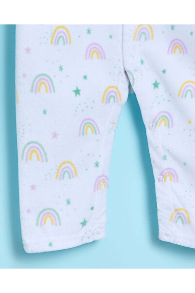 REDTAG Baby White Printed Sleepsuit